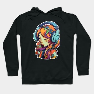 Cute headphone anime girl Hoodie